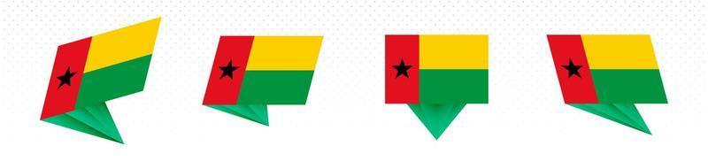 Flag of Guinea-Bissau in modern abstract design, flag set. vector