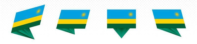 Flag of Rwanda in modern abstract design, flag set. vector