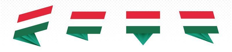 Flag of Hungary in modern abstract design, flag set. vector