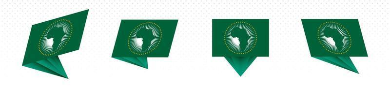 Flag of African Union in modern abstract design, flag set. vector