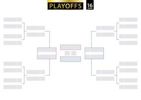 16 Team Single Elimination Bracket. Tournament Bracket for playoffs on white background. vector