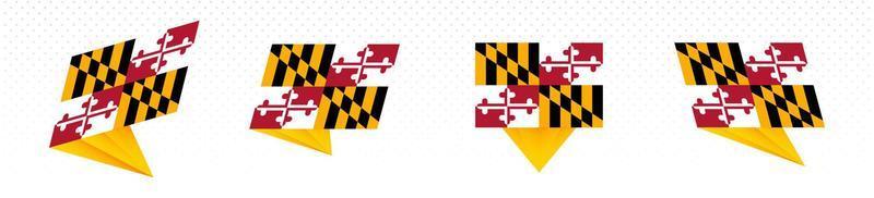 Flag of Maryland US State in modern abstract design, flag set. vector