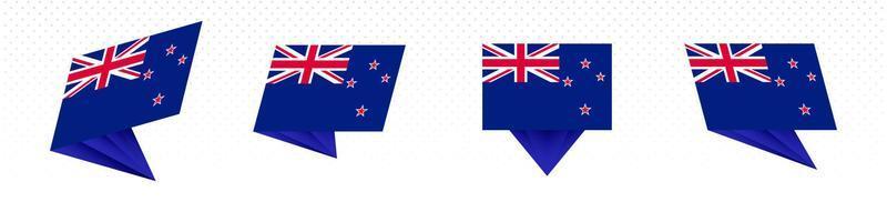 Flag of New Zealand in modern abstract design, flag set. vector