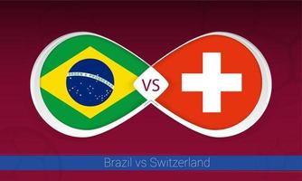 brasil vs suiza en competencia de futbol, grupo a. versus icono en el fondo del fútbol. vector