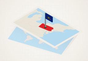 Pennsylvania state selected on map with isometric flag of Pennsylvania. vector