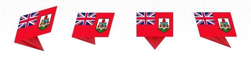 Flag of Bermuda in modern abstract design, flag set. vector