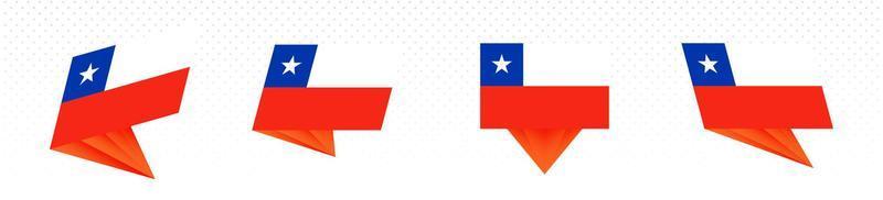 Flag of Chile in modern abstract design, flag set. vector