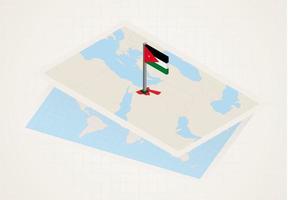 jordania seleccionada en el mapa con bandera isométrica de jordania. vector