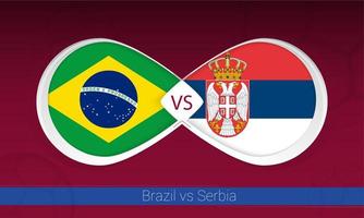 Brazil vs Serbia  in Football Competition, Group A. Versus icon on Football background. vector