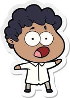 sticker of a cartoon man gasping in surprise vector