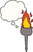 cartoon flaming chalice and thought bubble vector