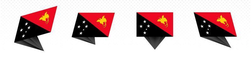 Flag of Papua New Guinea in modern abstract design, flag set. vector