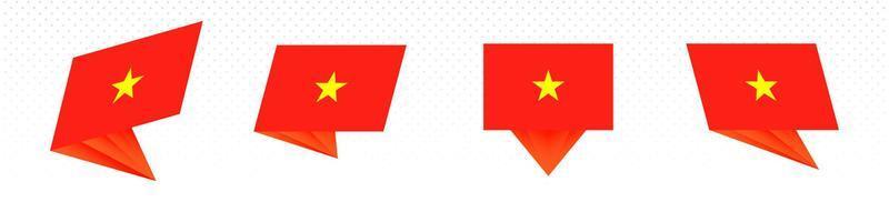 Flag of Vietnam in modern abstract design, flag set. vector