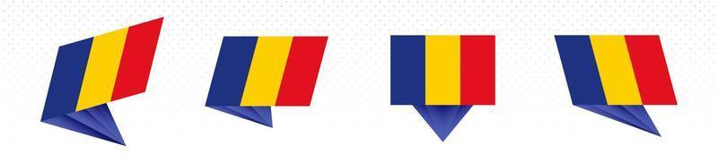 Flag of Romania in modern abstract design, flag set. vector