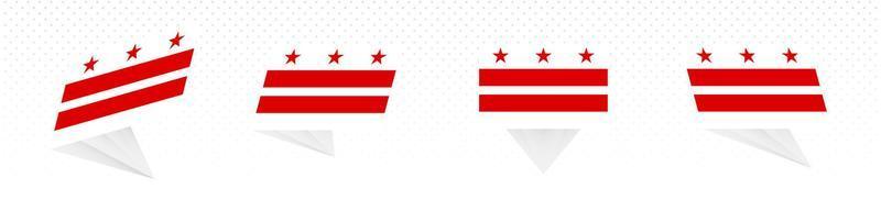 Flag of District of Columbia in modern abstract design, flag set. vector