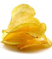 Potato chips on a white background. photo