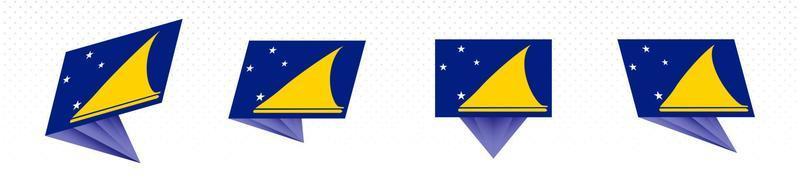 Flag of Tokelau in modern abstract design, flag set. vector