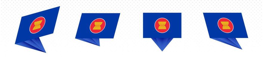 Flag of ASEAN in modern abstract design, flag set. vector