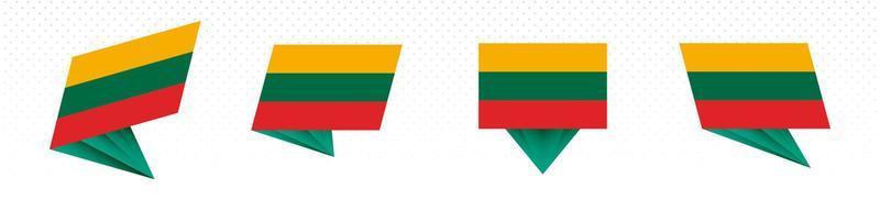 Flag of Lithuania in modern abstract design, flag set. vector