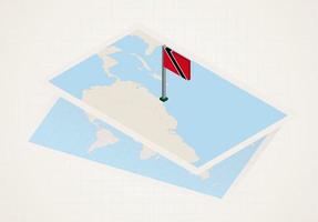 Trinidad and Tobago selected on map with isometric flag of Trinidad and Tobago. vector