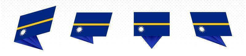 Flag of Nauru in modern abstract design, flag set. vector