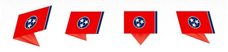 Flag of Tennessee US State in modern abstract design, flag set. vector