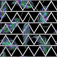 Laser palm leaves tropical seamless pattern on abstract geometric triangular background photo