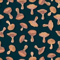 autumn watercolor mushrooms with wavy cap seamless pattern isolated hand drawn photo