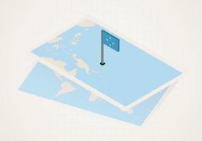 Micronesia selected on map with isometric flag of Micronesia. vector