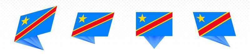 Flag of DR Congo in modern abstract design, flag set. vector