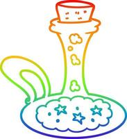 rainbow gradient line drawing cartoon magic potion vector