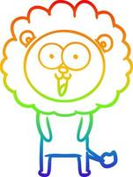 arco iris gradiente línea dibujo feliz dibujos animados león vector