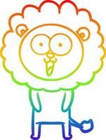 rainbow gradient line drawing happy cartoon lion vector