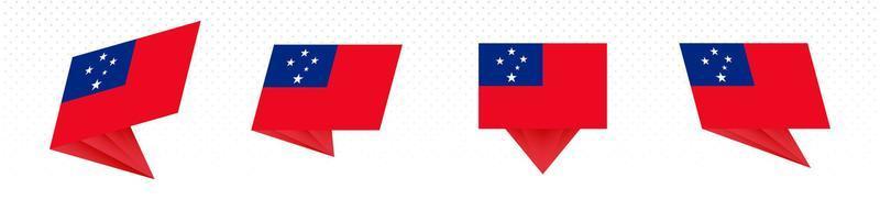 Flag of Samoa in modern abstract design, flag set. vector