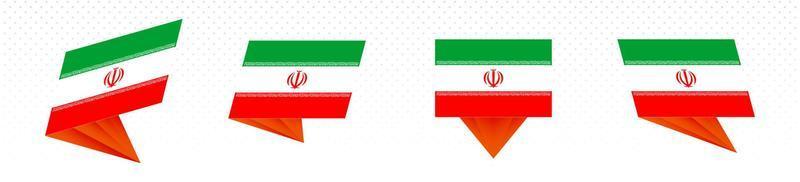 Flag of Iran in modern abstract design, flag set. vector