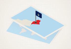 Maine state selected on map with isometric flag of Maine. vector