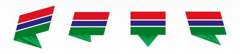 Flag of Gambia in modern abstract design, flag set. vector