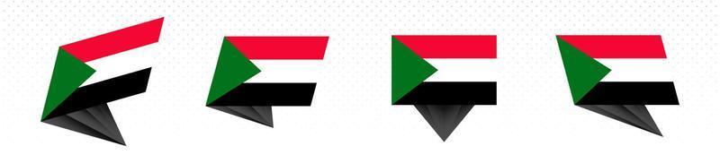 Flag of Sudan in modern abstract design, flag set. vector