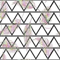 Laser palm leaves tropical seamless pattern on abstract geometric triangular background photo
