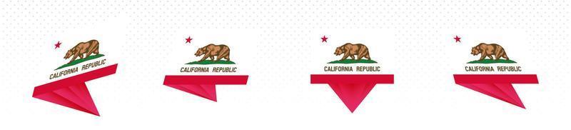 Flag of California US State in modern abstract design, flag set. vector