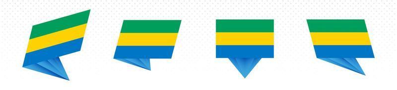 Flag of Gabon in modern abstract design, flag set. vector