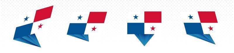 Flag of Panama in modern abstract design, flag set. vector