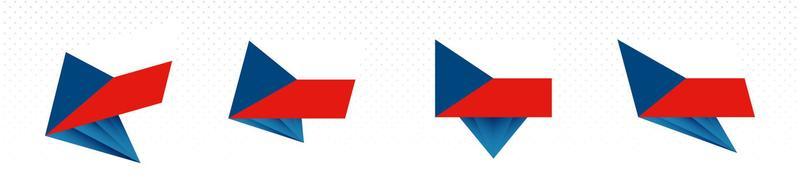 Flag of Czech Republic in modern abstract design, flag set.