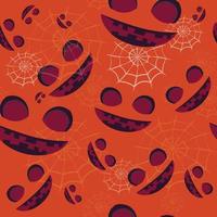 seamless pattern of halloween ghost with cobwebs  on orange background , cartoon ghost funny faces. Orange pumpkin with smile in autumn holidays.vector illustration EPS10 vector