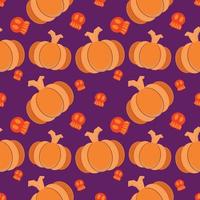 Seamless pattern background of pumpkin and devil face spooky on  Halloween night.Festival in autumn Ideas ,vector illustration, for wallpaper,fabric,wrapping paper vector