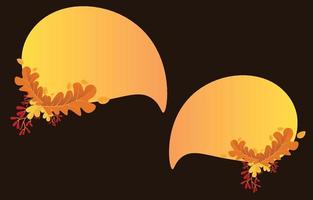 Set speech bubbles with brown leaves. Autumn and fall concept on black background.warm color chat vector doodle message or communication icon Cloud speaking for comics and minimal message dialog