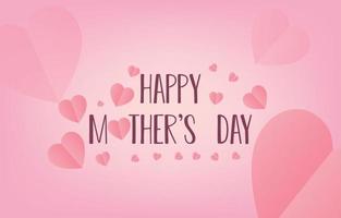 Mother's Day greeting card banner vector with paper cut hearts.symbol of love and handwritten letters on pink background.