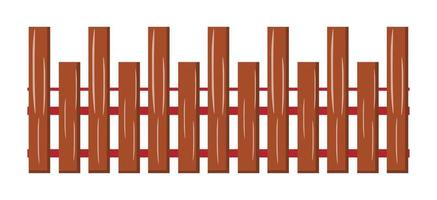 Brown wooden fence vector. Isolated on white background. Home decoration accessories illustration. House fence. vector