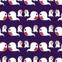 Halloween ghost background seamless pattern in purple color, to be used as a greeting card or wallpaper,fabric,textile,wrapping, vector illustration.