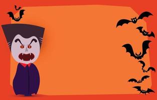 blank paper background with vampire scary and bat ghost , with copy space for Halloween design or sale banner, vector illustration.